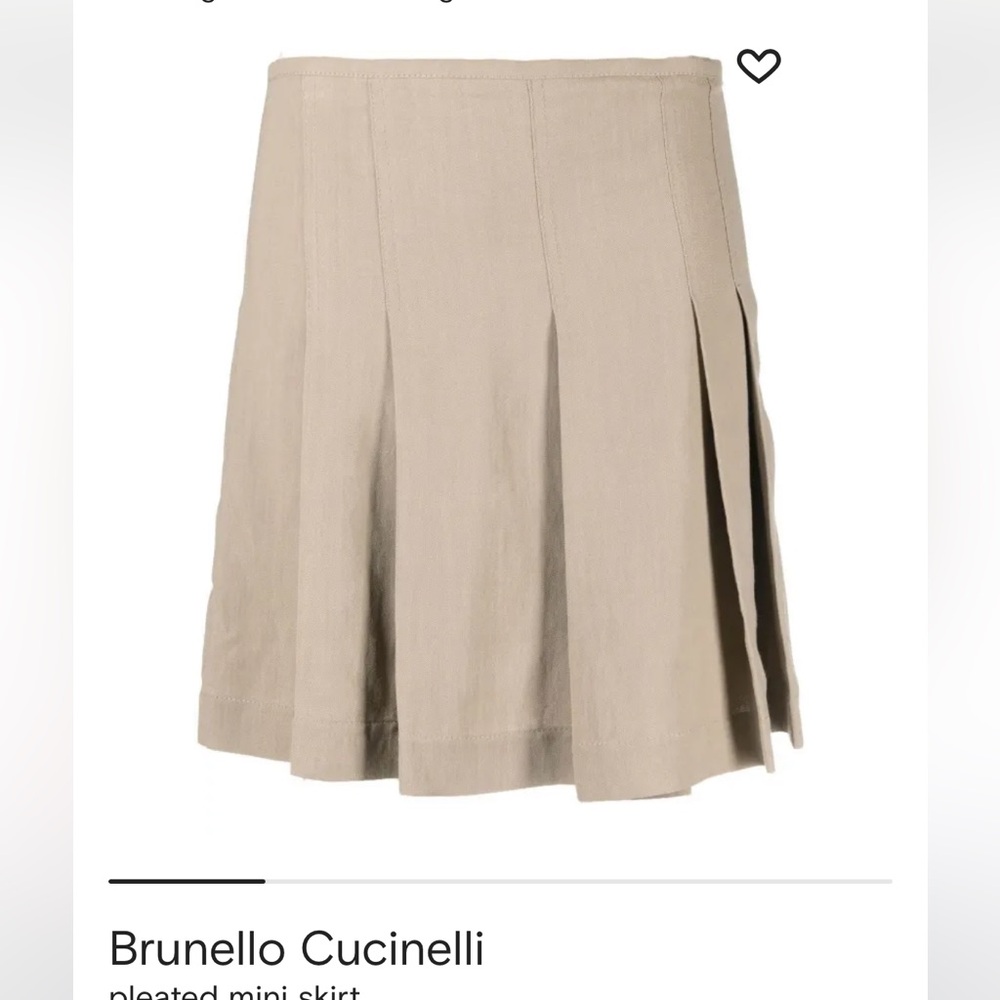 Brunello Cucinelli Tan Pleated Mini Skirt for Work